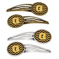 Carolines Treasures Letter Q Chevron Black and Gold Barrettes Hair Clips, Set of 4, 4PK CJ1053-QHCS4